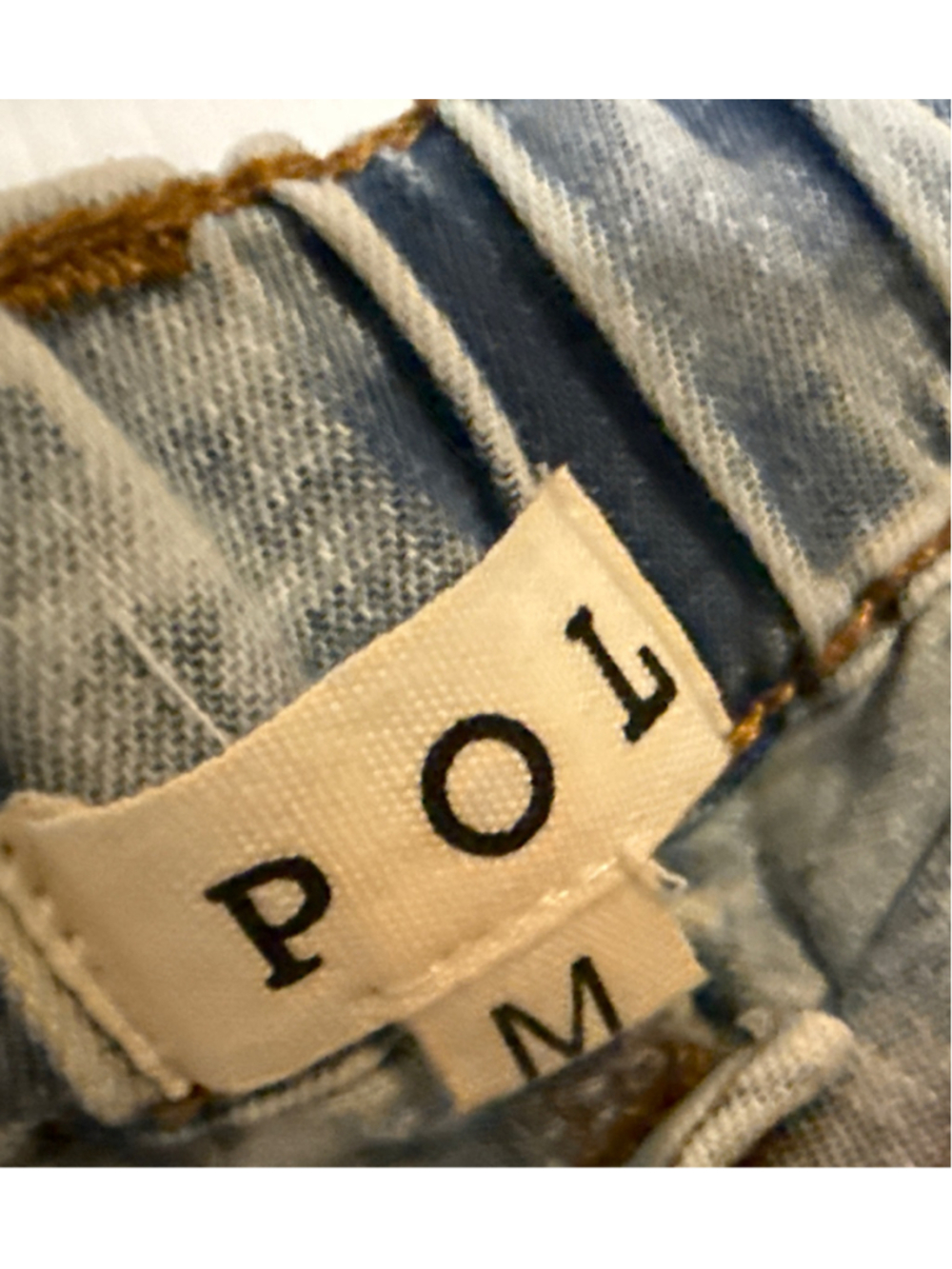 POL Patchwork Wide Leg Jeans Size M Blue Floral Acid Wash - Picture 6 of 7